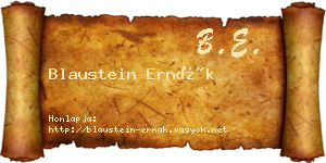 Blaustein Ernák névjegykártya